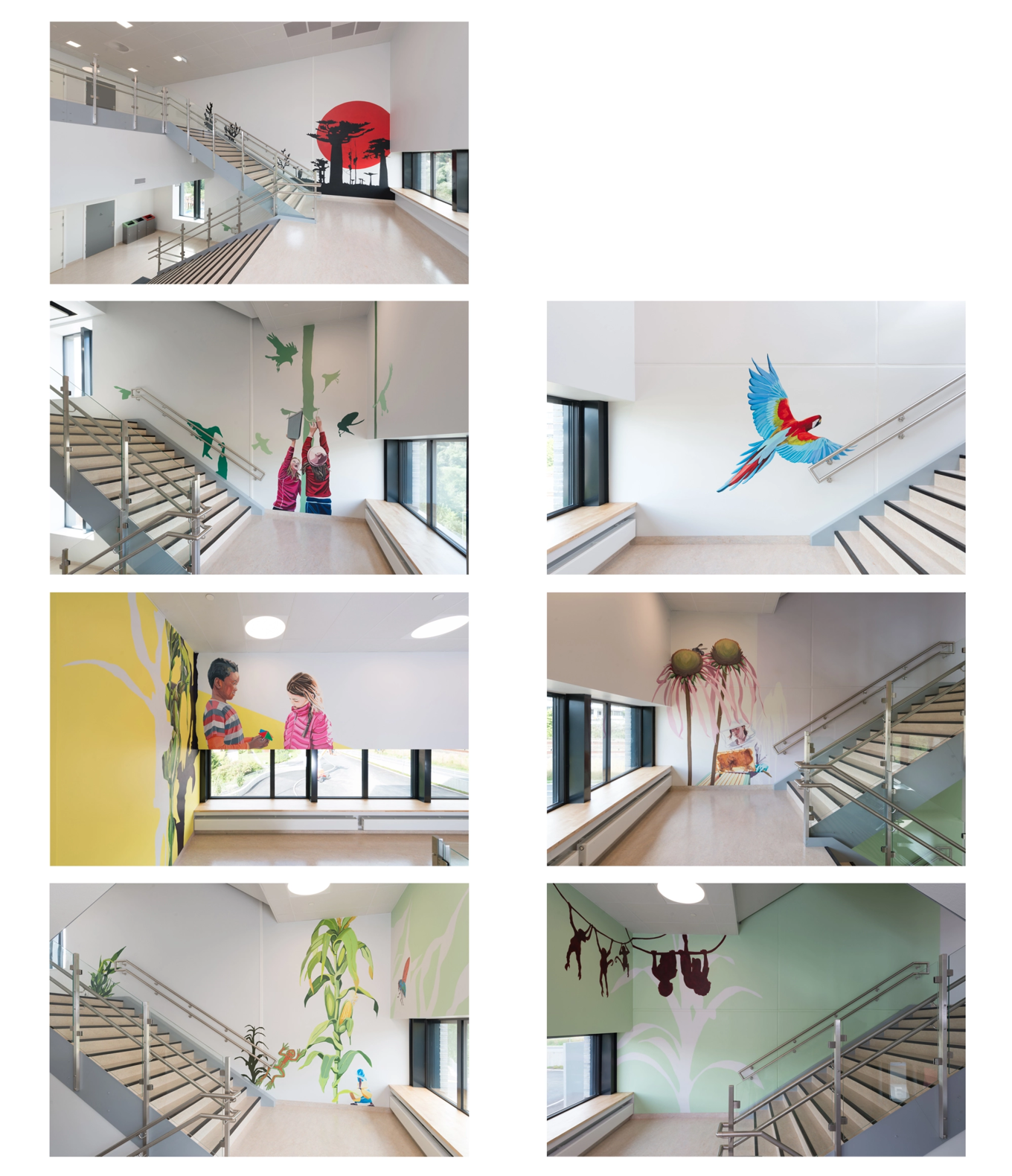 Foto: Foto: Thomas Tveter, 2017 og Trond Asbjørn IsFoto: Thomas Tveter, 2017 og Trond Asbjørn Isaksen, 2018aksen, 2018 Bildeserie tematisert med mennesket/barnet og naturen. Her vil grønnfargen være dominerende (gå gjennom som en grønn tråd.) I motivkretsen finnes elementer som overdimensjonerte maisplanter og urter, plansjetegninger av frosk og bier, birøktere og en jente bærende på vannkanner. Barn spår hverandre med egenlagde papirspåer. Barn som monterer opp fuglekasser omgitt av svermer med silhuetter av norske fugler på rødlista over truede arter. Innimellom svermen finnes en papegøye plassert langt utenfor sin egen klimasone. En rød stor sol overlappes av et svart tablå, et ørkenlandskap av svarte korallrev, mennesker som har klatret opp i sjeldne trær og en malplassert pingvin.